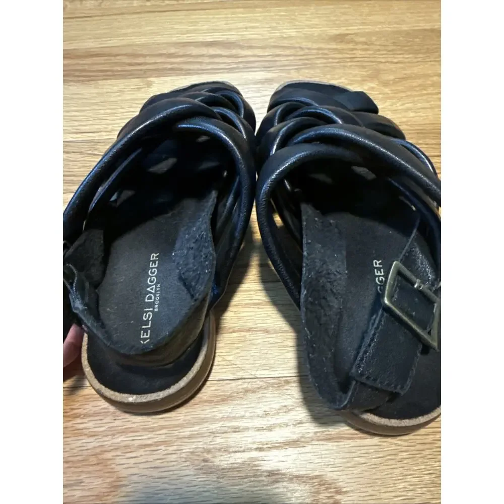 Kelsi Dagger Brooklyn Turnstyle Woven Slingback Sandal In Black Size 8